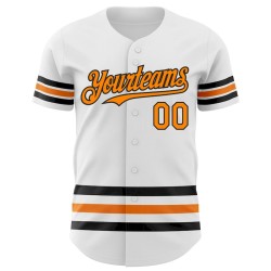 Custom White Bay Orange-Black Line Authentic Baseball Jersey