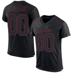 Custom Black Burgundy Mesh Authentic Football Jersey