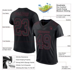 Custom Black Burgundy Mesh Authentic Football Jersey