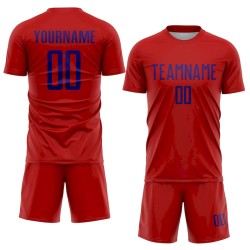 Custom Red Dark Purple Sublimation Soccer Uniform Jersey